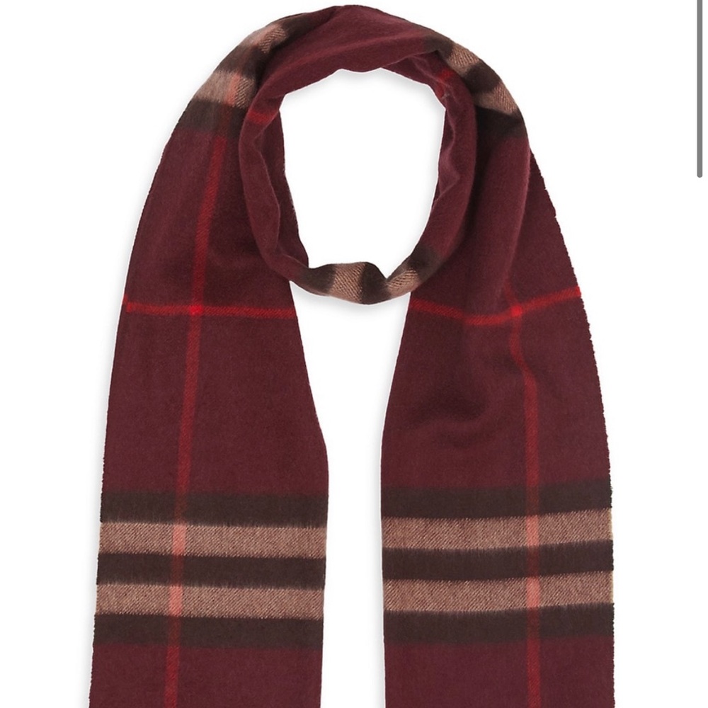 Burberry burgundy giant check cashmere scarf